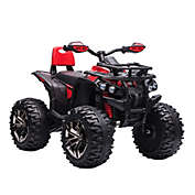 Aosom 12V Kids Ride-on Four-Wheeler ATV Toy Car with Music, Realistic Headlights, Wide Wheels, Rechargeable Battery-Powered,for Boys and Girls, Red