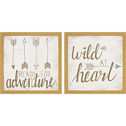 Metaverse Art Ready for Adventure & Wild at Heart Beige by Laura Marshall 13-Inch x 13-Inch Framed Wall Art (Set of 2)