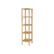 SONGMICS 5-Tier Bamboo Bathroom Shelf, Standing Kitchen Rack, 13" x 13" x 57.5", for Narrow Spaces, Living Room, Hallway Natural