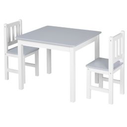 Halifax North America Kids Table and 2 Chairs Set 3 Pieces Toddler Multi-usage Desk Indoor Arts & Crafts Study Rest Snack Time Easy Assembly Grey