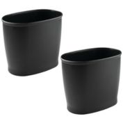 mDesign Small Plastic Oval Trash Can Garbage Wastebasket - 2 Pack