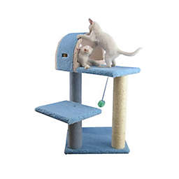 Armarkat 30-Inch Wooden Step Cat Tower Tree Condo Scratcher Kitten House - Sky Blue