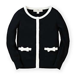 Hope & Henry Girls' Long Sleeve Bow Detail Cardigan Sweater - Black, Size  6-12 Months