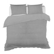 Ninety Six Regency Grey Reversible Duvet Cover Set Queen (88"x92") with 2 Pillow Shams