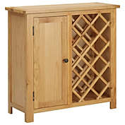 Stock Preferred 31.5"x12.6"x31.5" Wine Cabinet for 11 Bottles in Solid Oak Wood