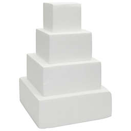 Bright Creations Square Foam Cake Dummy for Decorating and Wedding Display, 4 Tiers of 4