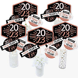 Big Dot of Happiness Rose Gold Happy New Year - 2023 New Year's Eve Party Centerpiece Sticks - Table Toppers - Set of 15