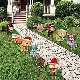 Big Dot of Happiness Woodland Christmas - Lawn Decorations - Outdoor Merry Christmoose Holiday Party Yard Decorations - 10 Piece