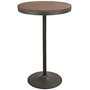 Contemporary Home Living 43" Bamboo Brown and Gray Metal Round Dakota Industrial Adjustable Bar / Dinette Table