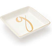 Juvale Letter G Ceramic Trinket Tray, Monogram Initials Jewelry Dish (4 x 4 Inches)