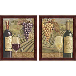 Metaverse Art French Vineyard by Daphne Brissonnet 9-Inch x 11-Inch Framed Wall Art (Set of 2)