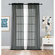 Kate Aurora Living 2 Pack Basic Home Rod Pocket Sheer Voile Window Curtains - 52in. W x 84in. L, Black