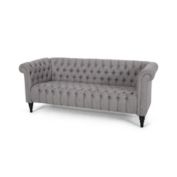 Contemporary Home Living 72.5" Gray and Black Traditional Chesterfield Button Tufted Sofa