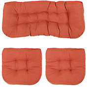 Sunnydaze Tufted Olefin 3-Piece Indoor/Outdoor Settee Cushion Set - Burnt Orange