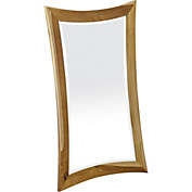 Homeroots Bed & Bath Modern Curves Solid Teak Wall Mirror in Natural Finish
