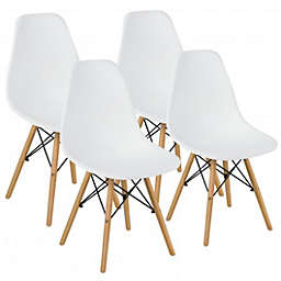 Costway Set of 4 Modern DSW Dining Side Chair Wood Legs-White