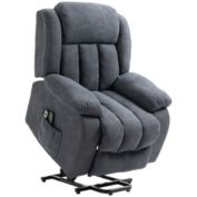 Halifax North America Power Lift Chair for Elderly Big and Tall with Massage, Linen Fabric Upholstered Recliner Sofa Chair with Remote Control, Side Pockets, Grey