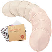KeaBabies 8pk Organic Nursing Pads, Washable Breast Pads + Wash Bag, Reusable Nipple Pads (Neutrals, Large 4.8&quot;)