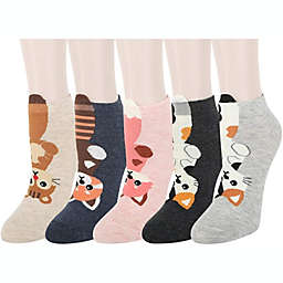 Everything Socks All Gender Animal Socks   5 Pack of Socks Includes Two Calico Cats, A Fox, A Racoon, And A Chipmunk Design   Children and Adult Cotton Socks   One Size Fits Most