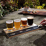 Deco Beer Tasting Flight Sampler Set of 4 - 6oz Pilsner Craft Brew Glasses with Paddle and Chalkboard - Great Gift