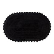 Contemporary Home Living 21" x 21" Solid Black Oval Home Accessories Large Crochet Reversible Bath Mat
