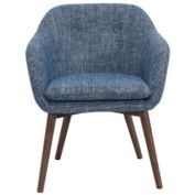 Contemporary Home Living 30" Blue and Brown Tufted Accent Dining Chair