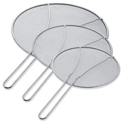 U.S. Kitchen Supply&reg; 13", 11.5", 9.5" Stainless Steel Fine Mesh Splatter Screen with Resting Feet Set - For Boiling Pots, Frying Pans - Grease Oil Guard, Safe Cooking Lid