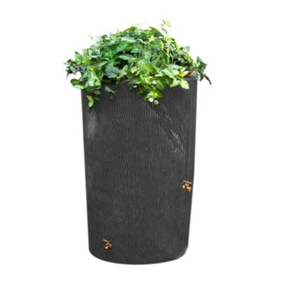 Good Ideas Planter Barrel Impressions 90 Gallon Bark Rain Saver - Dark Granite