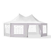 Outsunny 22&#39; x 16&#39; ft Canopy Party Event Tent with 2 Pull-Back Doors, Column-Less Event Space, & 8 Cathedral Windows