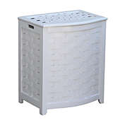 Oceanstar Bowed Front Laundry Wood Hamper - White