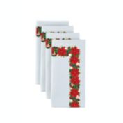 Fabric Textile Products, Inc. Napkin Set, 100% Polyester, Set of 4, 18x18", Christmas Poinsettia Garland