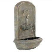 Sunnydaze Seaside Solar Wall Fountain - French Limestone - 27-Inch