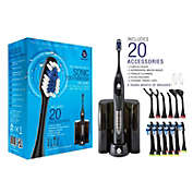 PURSONIC Black Ultra High Powered Sonic Electric Toothbrush with Dock Charger, 12 Brush Heads & More! (Value Pack)