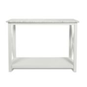 The Bianco Collection Agatha 39" Rectangular Italian Carrara White Marble Console Table with white color solid wood Legs