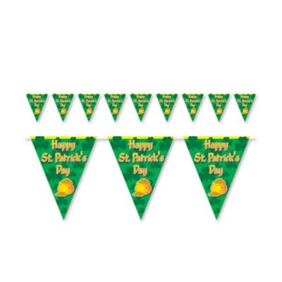 Beistle 11" x 12&#39; Happy St Patrick&#39;s Day Pennant Banner - 12 Pack (1/Pkg)