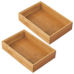 mDesign Bamboo Wood Kitchen Cabinet Drawer Organizer Tray Bins