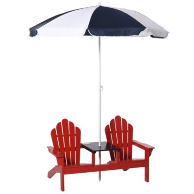 Outsunny Adirondack Kids Beach Chairs w/ Table Removeable Umbrella