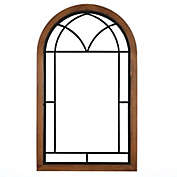 LuxenHöme Arched Wood Framed Window Wall Mirror