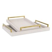 Cheungs Home Decorative Lusan White Linen Tray Set