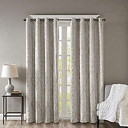 JLA Home SunSmart Mirage 100% Total Blackout Single Window Curtain, Knitted Jacquard Damask Room Darkening Curtain Panel with Grommet Top, 50x95\