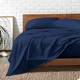 Bare Home 100% Organic Jersey Cotton Sheet Set - Deep Pocket - Lightweight & Breathable - Bedding Sheets & Pillowcases (Queen, Dark Blue)