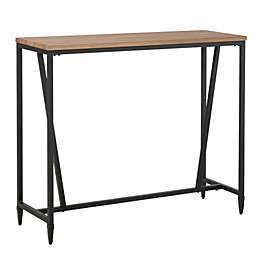 HOMCOM Rustic Industrial Bar Table with Metal Legs and Large Tabletop for Home Bar, Kitchen or Dining Room, Brown
