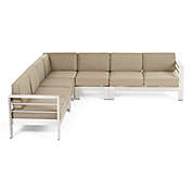 Contemporary Home Living 5pc Silver and Brown Contemporary Handcrafted Outdoor Sectional Sofa Set 53.25"