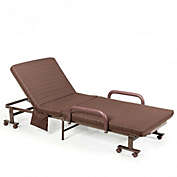 Costway Adjustable Guest Single Bed Lounge Portable Wheels