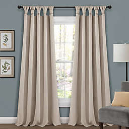 Lush Décor Insulated Knotted Tab Top Blackout Window Curtain Panels Wheat 52X84 Set
