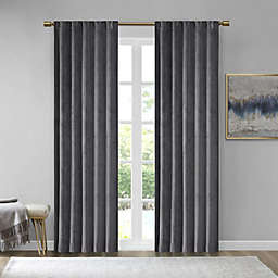 510 Design. 100% Polyester Solid Velvet Window Pair- Charcoal.