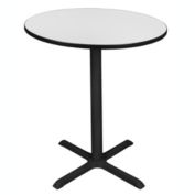 Regency Cain 36" Round Cafe Table with Steel X Base and Hidden Adjustable Glides - White
