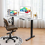 Gymax Dual-Motor L Shaped Standing Desk Ergonomic Sit Stand Computer Workstation Black & White