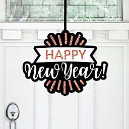Big Dot of Happiness Rose Gold Happy New Year - Hanging Porch New Years Eve Party Outdoor Decorations - Front Door Decor - 1 Piece Sign