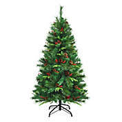 Slickblue 5 Feet Pre-lit Artificial Hinged Christmas Tree with LED Lights-5 ft